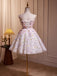 Short Strapless A-Line Homecoming Dress With 3D flowers, Cute Party Dress chh0166