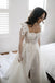 Unique Lace Applique Long Sleeves A-Line Wedding Dresses, Bridal Gown With Slit CHW0189