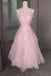 Princess Pink Beaded Ruffle Short Prom Dress Organza Homecoming Dress, Cute Party Dress chh0167