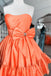 Strapless Ruffle Pink Homecoming Dress with Bow, A-line Short Prom Dress chh0172