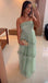 Elegant Strapless Long Mint Green Prom Dress Tulle Formal Party Gown CHP0370