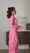 Pink Mermaid  Long Sleeves Prom Dress With Ruffles, Long Evening Dresses CHP0413