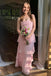 Pink Strapless Pleated Tiered Chiffon Prom Dresses, Bridesmaid Dress CHP0351