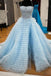 Spaghetti Straps Light Blue Long Prom Dress , Slit Long Formal Gown CHP0365