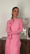 Pink Mermaid  Long Sleeves Prom Dress With Ruffles, Long Evening Dresses CHP0413