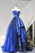 Blue Satin And Tulle Long Party Dress Prom Dress, Blue Evening Dress CHP0382