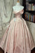 Glitter A-Line Pink Satin  Long Prom Dress, Formal Dress With Lace CHP0401