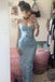 Modest Mermaid Spaghatti Straps Light Blue Prom Dress Long Evening Dresses CHP0404