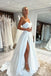 Simple Mermaid Ivory Strapless Wedding Dresses With Slit, Bridal Gown CHW0195