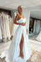 Simple Mermaid Ivory Strapless Wedding Dresses With Slit, Bridal Gown CHW0195