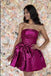 Hot Pink Strapless Bowknot Homecoming Dresses, A-Line Mini Graduation Dress chh0181