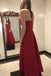 One-Shoulder Red Satin A-Line Long Prom Dresses,Evening Dress CHP0363