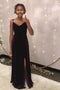 Spaghetti Straps A-Line Long Prom Dresses, Slit Long Formal Gown CHP0364