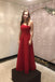 One-Shoulder Red Satin A-Line Long Prom Dresses,Evening Dress CHP0363