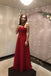 One-Shoulder Red Satin A-Line Long Prom Dresses,Evening Dress CHP0363