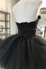 Black Sweetheart Tulle Short Homecoming Dress, Appliques Preppy Dress chh0168