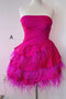 Hot Pink Strapless Multi-Tiered Mini Homecoming Dress chh0171