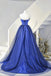 Blue Satin And Tulle Long Party Dress Prom Dress, Blue Evening Dress CHP0382