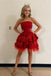 Hot Pink Strapless Multi-Tiered Mini Homecoming Dress chh0171