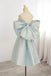 Light Blue Off The Shoulder Satin Homecoming Dress, A Line Short Formal Gown With Bowknot chh0184