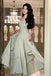 A Line Square Neck Prom Dress, Ankle Length Elegant Evening Gown CHP0346