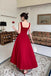 Burgundy Ankle Length Square Neck Sleeveless Stretch Satin Prom Dress CHP0385