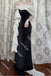 Black Mermaid One-Shoulder Long Prom Dress With Flower, Evening Dresses CHP0406