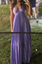 A-line Purple Halter Chiffon Prom Dress, Formal Dress with Pleats CHP0400