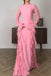 Pink Mermaid  Long Sleeves Prom Dress With Ruffles, Long Evening Dresses CHP0413