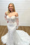 Mermaid Sweetheart Lace Vintage Wedding Gown With Detachable Sleeves CHW0200