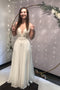 Elegant A-Line V-Neck Wedding Dresses With Lace Appliques, Bridal Dress CHW0190