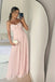 Classy A Line Strapless Light Pink Chiffon Long Prom Dresses Evening Dress With Ruffles CHP0393