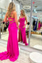 Hot Pink Mermaid Spaghetti Straps Long Prom Dress with Slit CHP0394