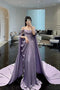 Off-the-Shoulder Purple Satin Formal Party Dress, Long Prom Dress CHP0378