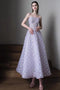 Purple Spaghetti Straps A Line Prom Dress, Ankle-Length Evening Gown CHP0349