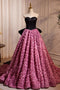 Strapless Satin And Flowers Long Prom Dress, Beautiful A-Line Evening Party Dress CHP0345