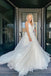 A Line V-neck Lace Wedding Dresses,Long Tulle Beach Bridal Gown With Appliques CHW0045