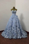 Gorgeous Blue Tulle Long Prom Dress With  Applique, Evening Dress CHP0184