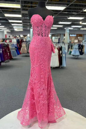 loveangeldress Open Back Pink Lace Mermaid Evening Prom Dresses US12 / Burgundy