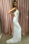 White Sheath Brush Train Sweetheart Spaghetti Sleeveless Prom Dress,Glitter Party Dress CHP0090