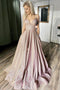 Sparkly A-line V Neck Pink Long Prom Dresses, Shiny Long Formal Evening Dresses CHP0114