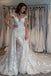 Gorgeous Cap Sleeves Sheer Neck Long Wedding Dress with Detachable Train N2485