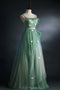 Light Green Spaghetti Straps Long A-line Prom Dress, Beautiful Evening Dress Party Dresses CHP0059