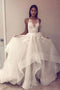 A Line Sleeveless Tulle Prom Dress with Lace Appliques, Cheap Beach Wedding Dress UQ2443