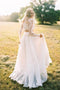 Romantic Two Piece Long Sleeves Wedding Dress with Lace, A Line Ivory Chiffon Bridal Dress UQ2398