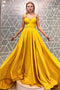 Simple A Line Spaghetti Straps Yellow Prom Dresses, Cheap Long Formal Dress UQ2470