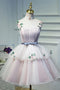 Puffy Straps Tulle Homecoming Dress with Flowers, Princess Graduation Dress with Belt UQ1973