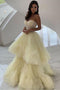 Daffodil Princess A Line Spaghetti Straps Layers Tulle Prom Dresses, Unique Formal Dress UQ2475