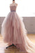 Vintage A Line Spaghetti Straps Blush Prom Dresses, Puffy Ruffles Party Dresses N2468