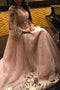 Unique Long Sleeves Tulle Prom Dress with Flowers, Charming Formal Dress with Flowers UQ2612